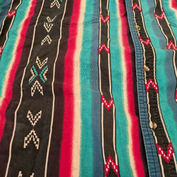 Vintage Express Rider Men's Button Down Aztec Pattern - Picture 2 of 6